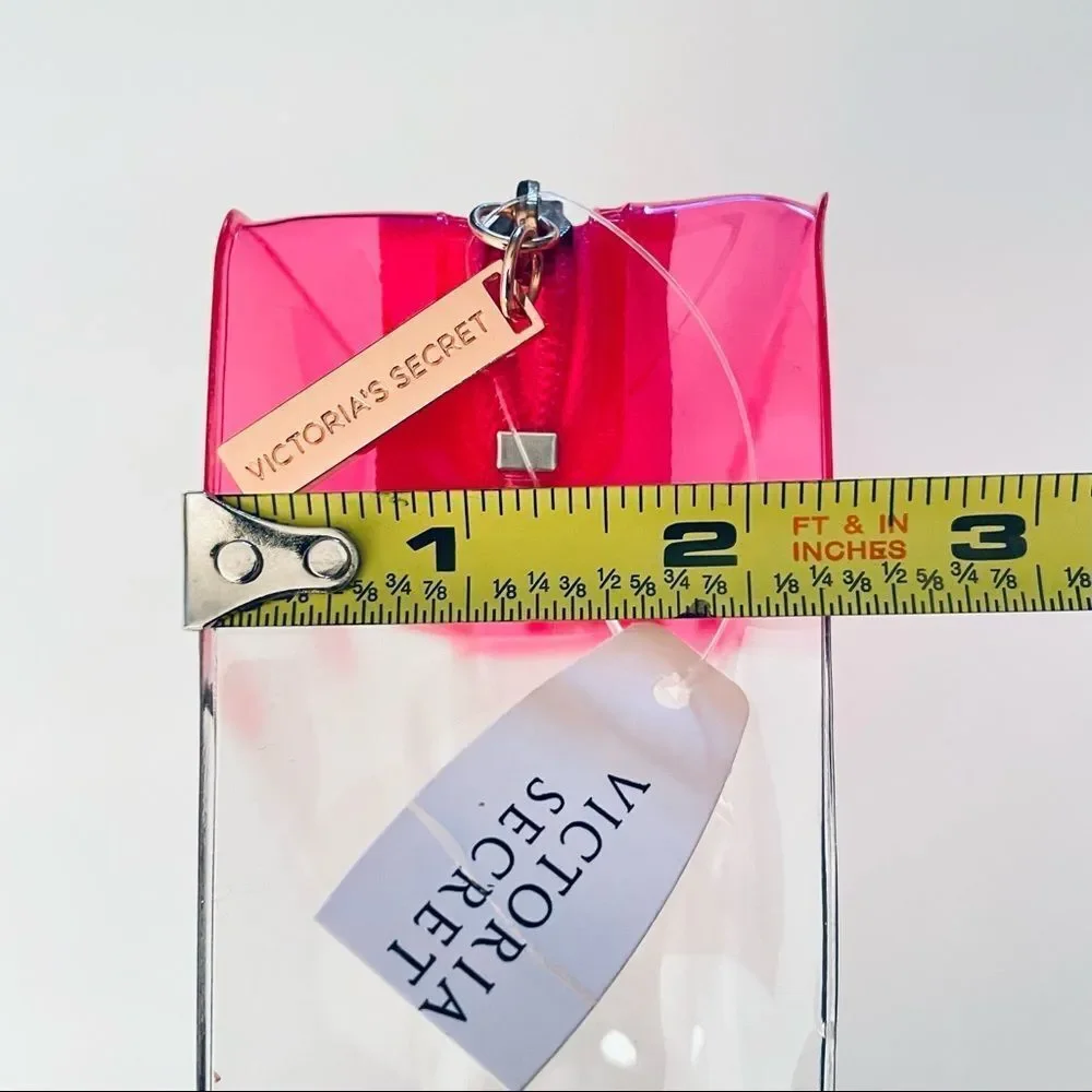 NWT Victoria’s Secret Clear / Pink /Gold Signature Hardware Makeup Zipper Bag
